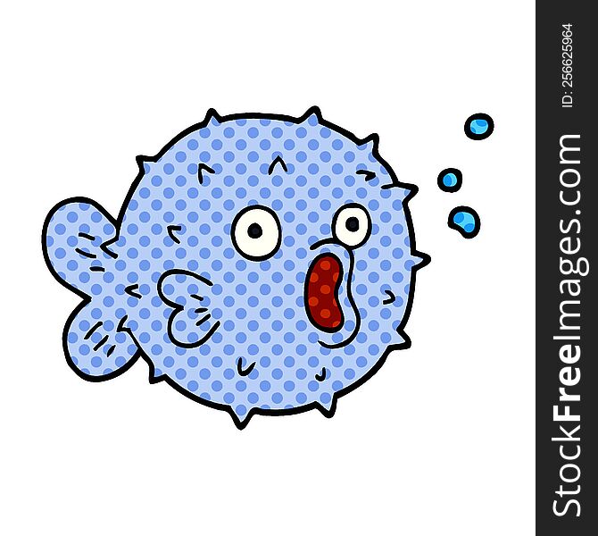 cartoon doodle blow fish