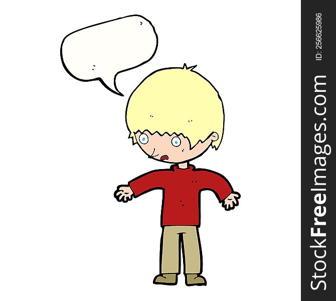 Cartoon Confused Boy With Speech Bubble