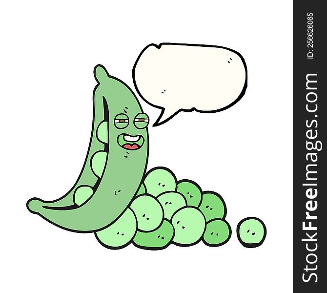 freehand drawn speech bubble cartoon peas in pod