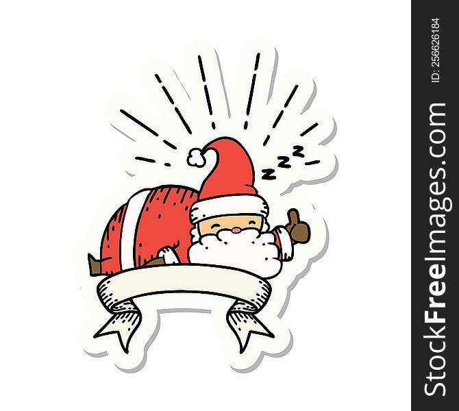 sticker of a tattoo style santa claus christmas character sleeping