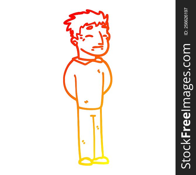 Warm Gradient Line Drawing Cartoon Man Standing