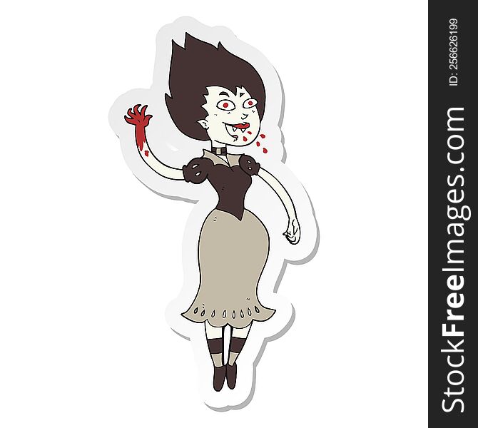 sticker of a cartoon blood sucking vampire girl