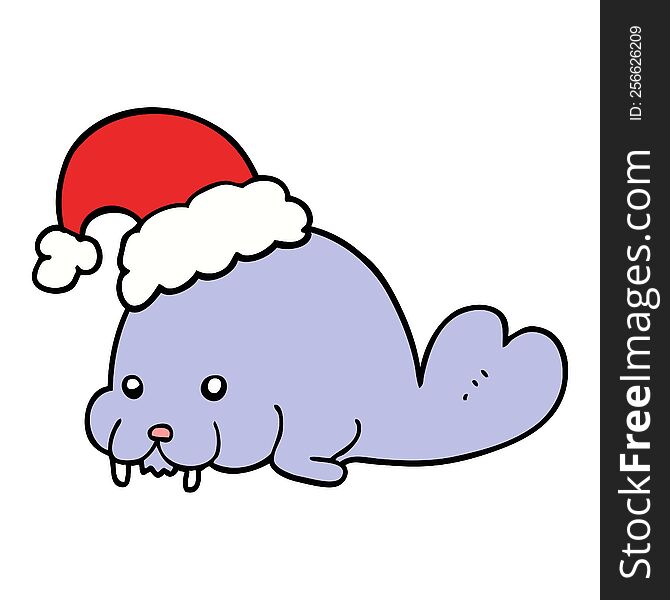 Cartoon Christmas Walrus
