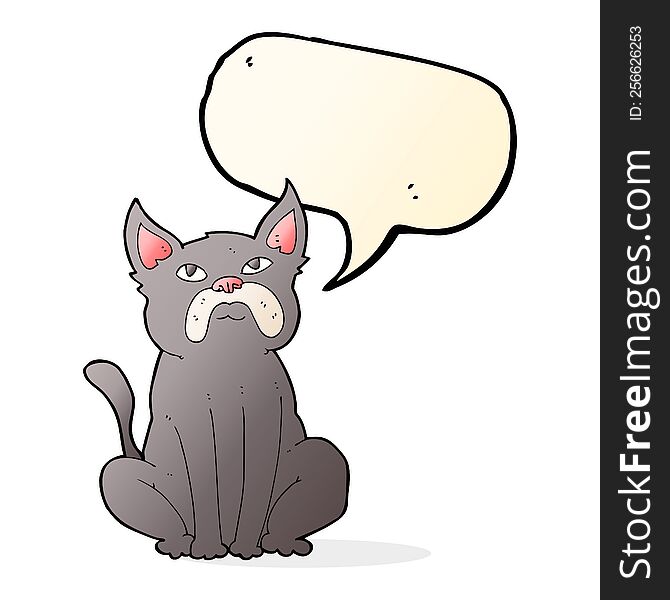 Cartoon Grumpy Little Dog With Speech Bubble