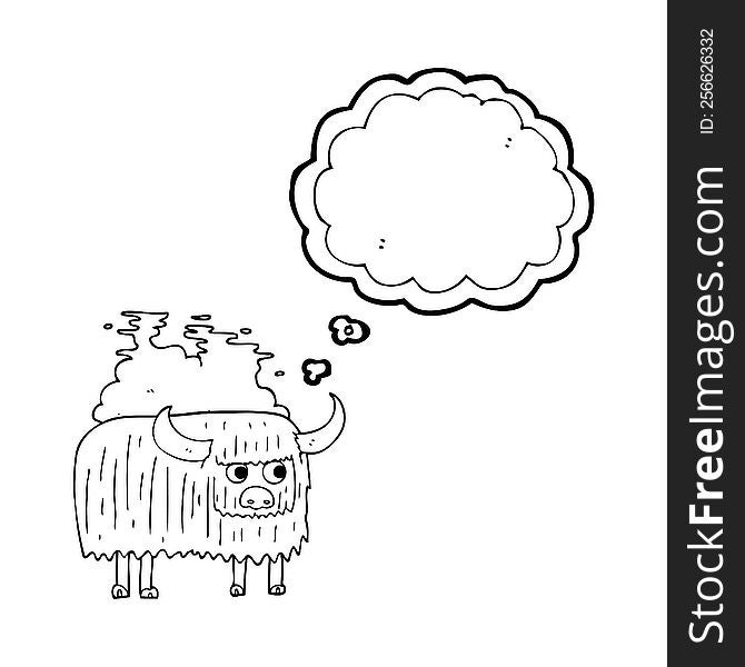 freehand drawn thought bubble cartoon smelly cow