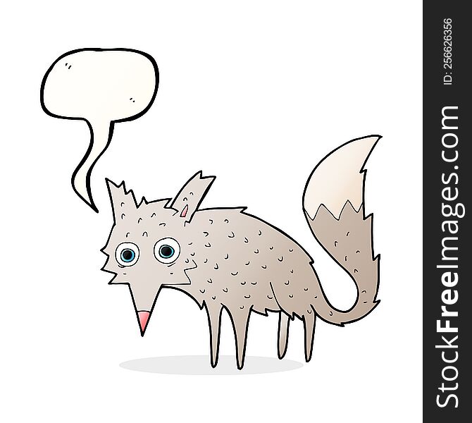 Funny Cartoon Wolf With Speech Bubble