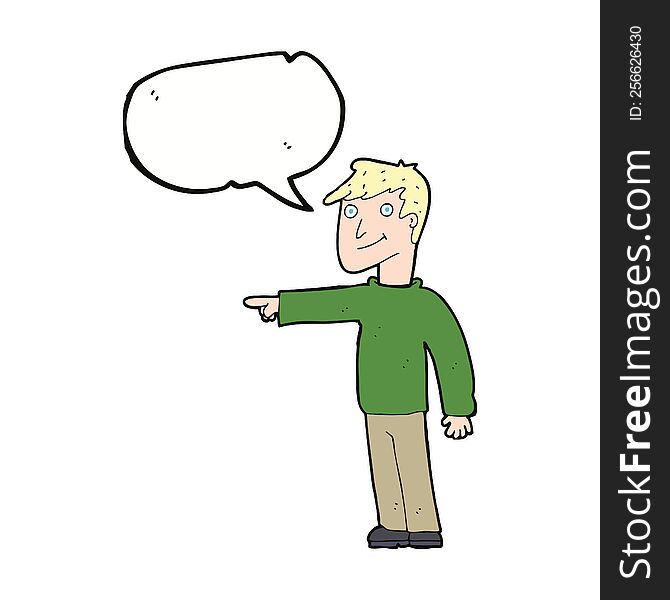 Cartoon Man Pointing With Speech Bubble
