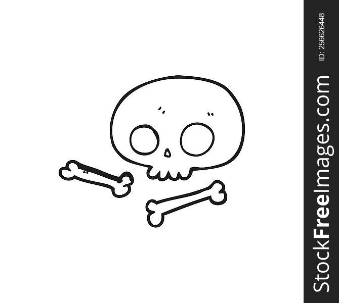 black and white cartoon skull and bones