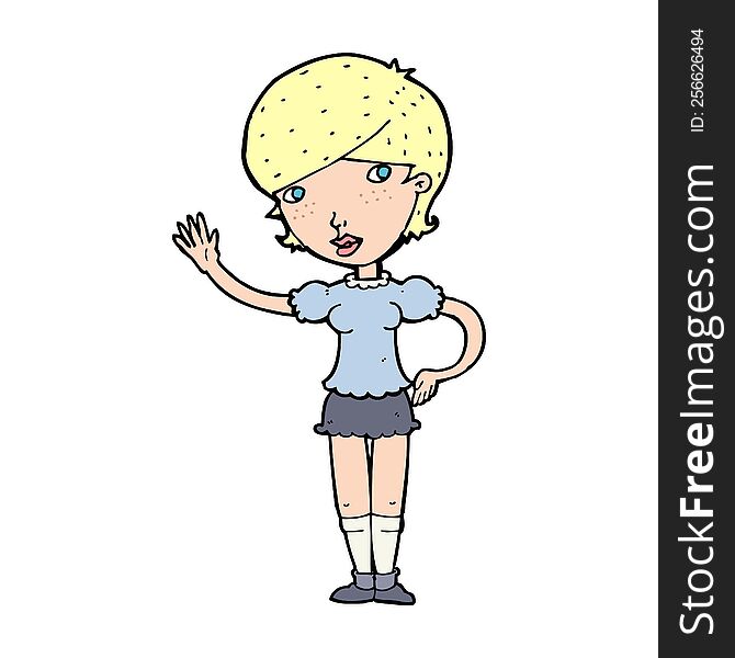 Cartoon Girl Waving