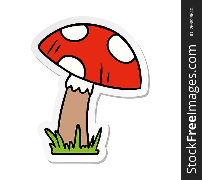 Sticker Cartoon Doodle Of A Toad Stool