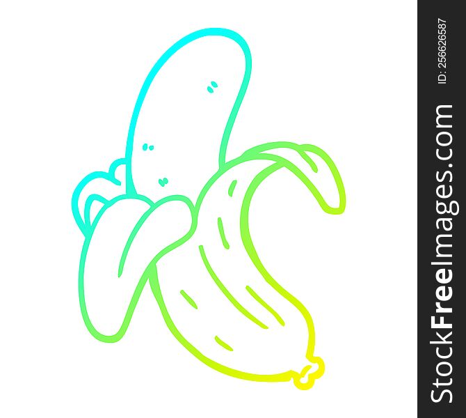 Cold Gradient Line Drawing Cartoon Banana
