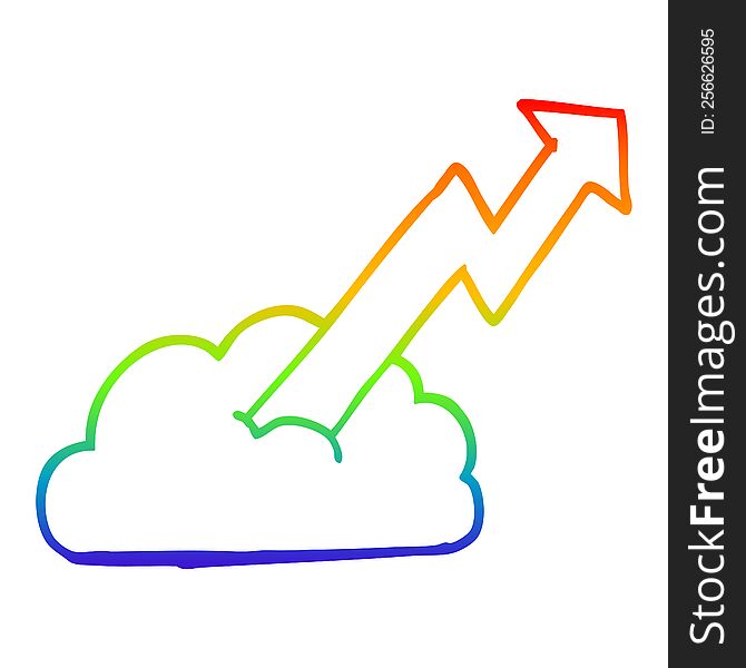 rainbow gradient line drawing of a cartoon business growth arrow