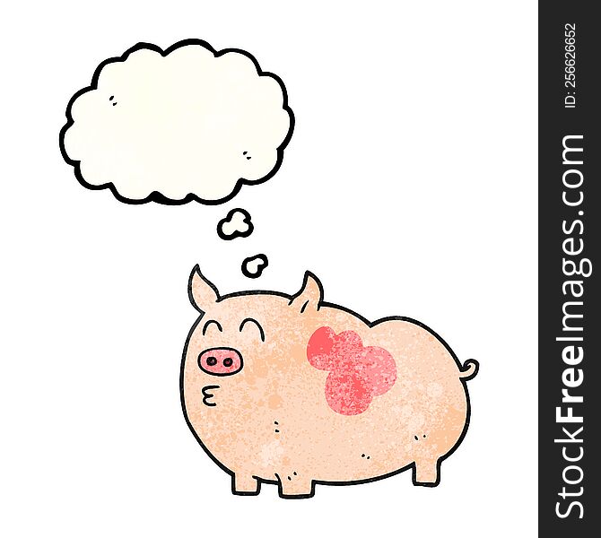 Thought Bubble Textured Cartoon Pig