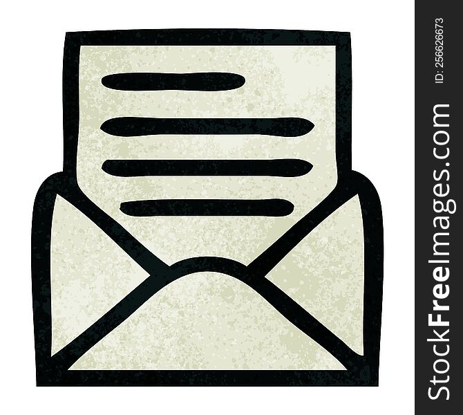 retro grunge texture cartoon letter and envelope