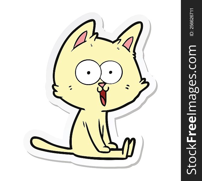sticker of a funny cartoon cat sitting