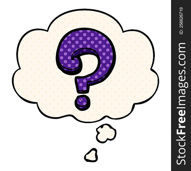 Cartoon Question Mark And Thought Bubble In Comic Book Style