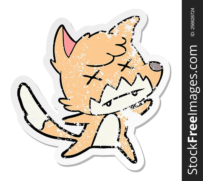 Distressed Sticker Of A Cartoon Dead Fox