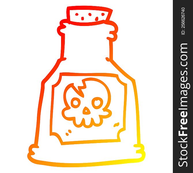 warm gradient line drawing of a cartoon poison bottle