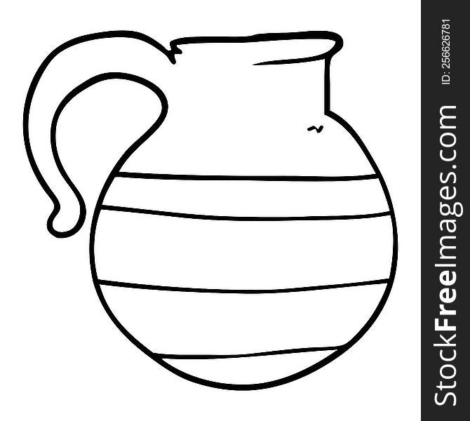 line drawing cartoon striped jug