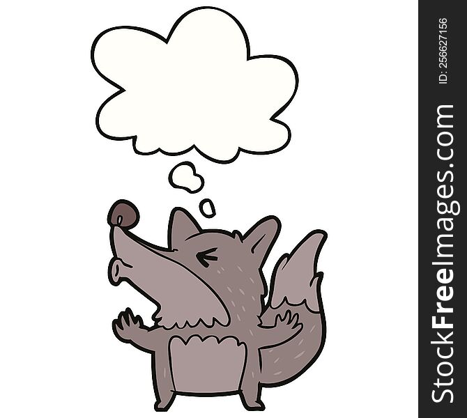 cartoon werewolf howling and thought bubble