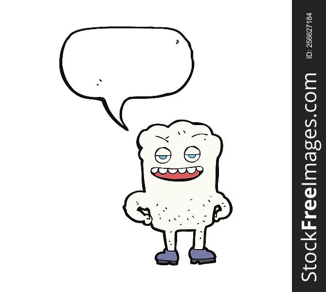 Cartoon Tooth Looking Smug With Speech Bubble