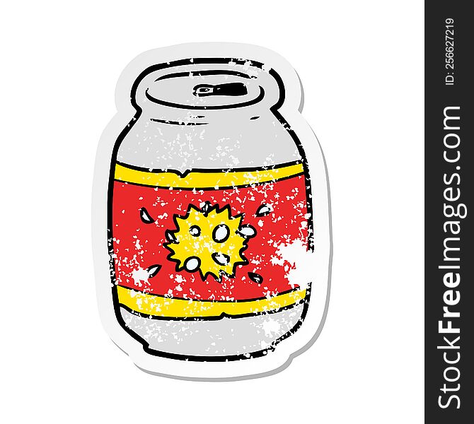 Distressed Sticker Of A Cartoon Soda Can
