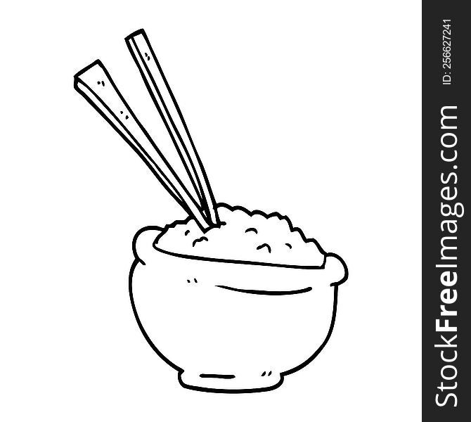 line drawing cartoon tasty bowl of rice