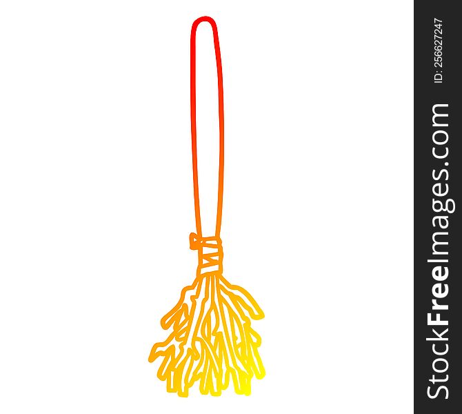Warm Gradient Line Drawing Halloween Witches Broom