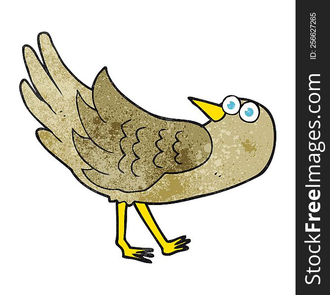 freehand textured cartoon bird