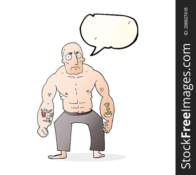 Speech Bubble Cartoon Tough Man