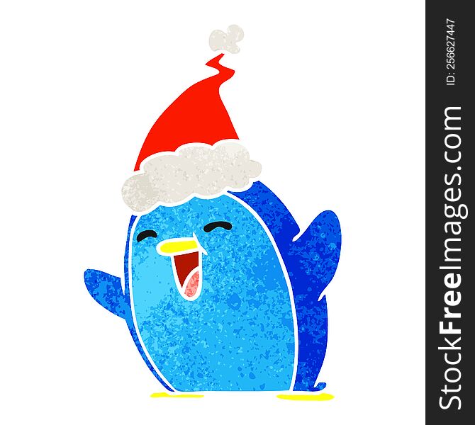 Christmas Retro Cartoon Of Kawaii Penguin