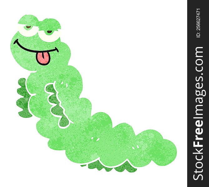 freehand drawn retro cartoon caterpillar