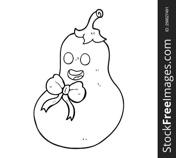 freehand drawn black and white cartoon eggplant