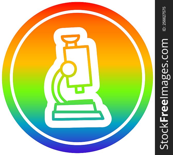 microscope and slide circular in rainbow spectrum