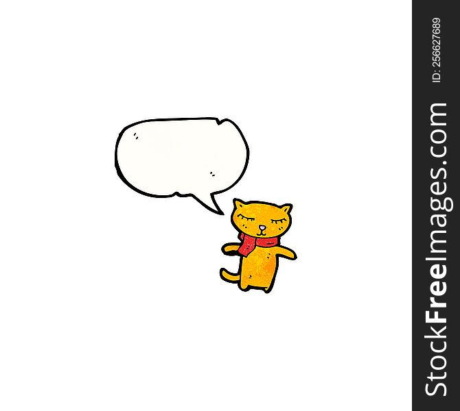 Happy Cartoon Cat With Speech Bubble