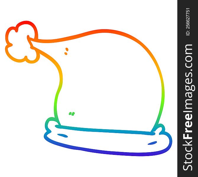 rainbow gradient line drawing of a cartoon christmas hats