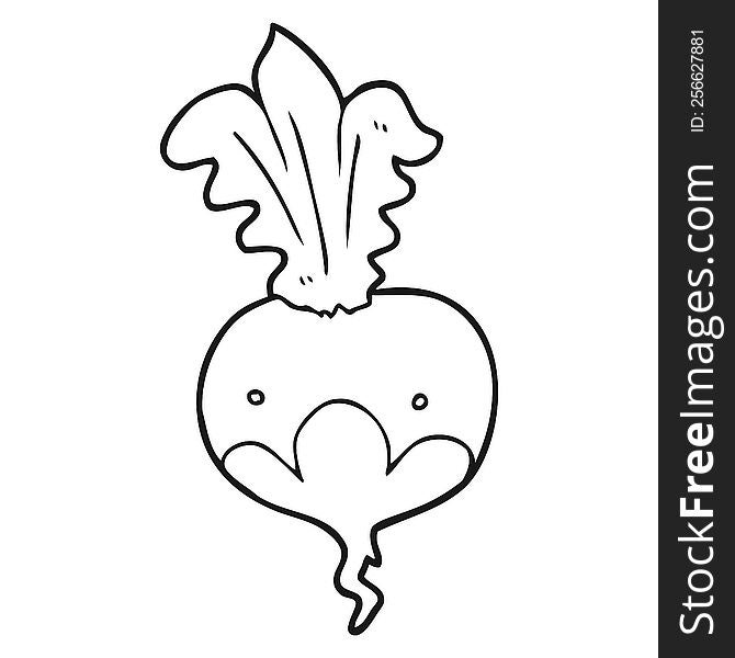 freehand drawn black and white cartoon beet