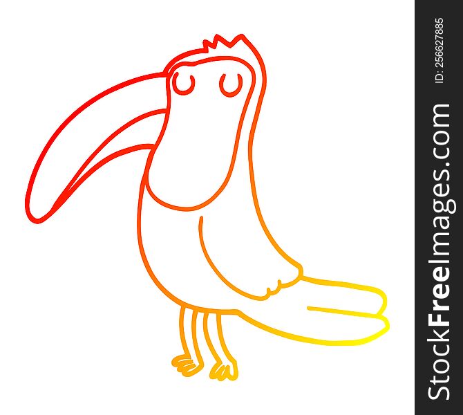 warm gradient line drawing of a cartoon toucan