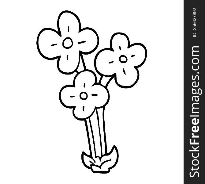 line drawing cartoon bunch of flowers