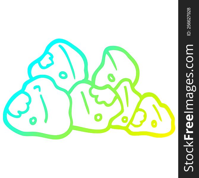 Cold Gradient Line Drawing Cartoon Boulders