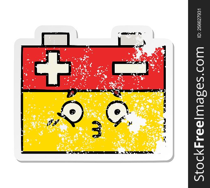 distressed sticker of a cute cartoon car battery