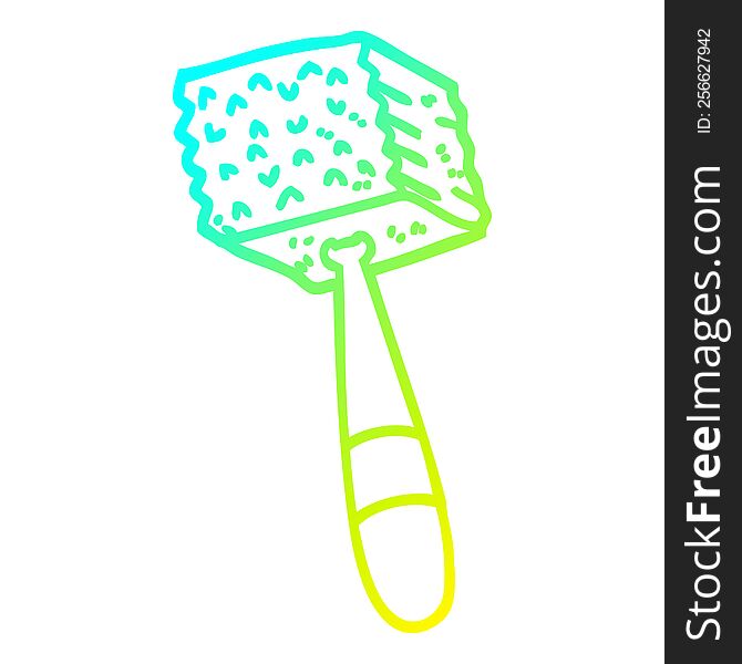 cold gradient line drawing of a cartoon meat hammer