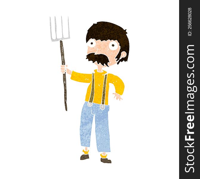 cartoon farmer with pitchfork