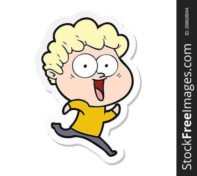 sticker of a excited man cartoon