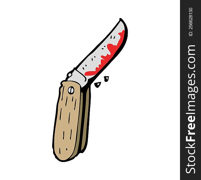 cartoon bloody folding knife