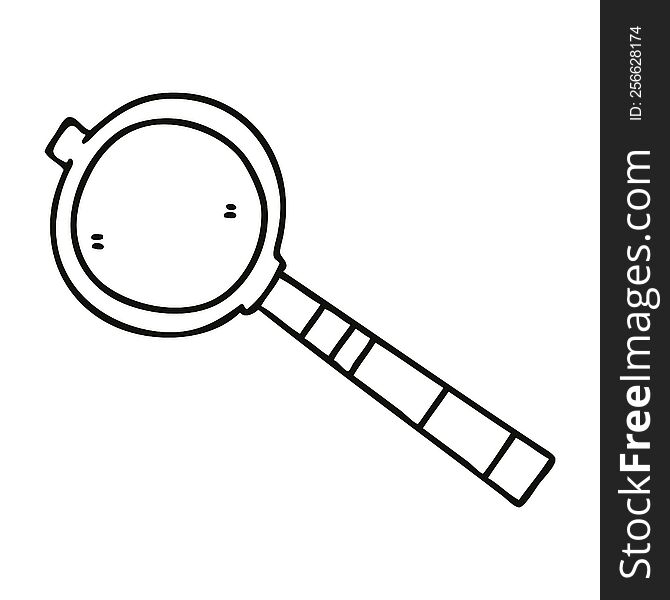 line drawing quirky cartoon magnifying glass. line drawing quirky cartoon magnifying glass