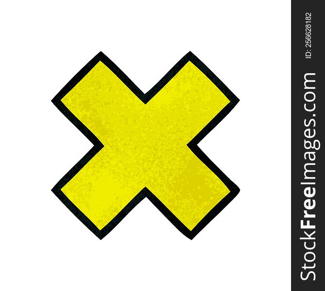 Retro Grunge Texture Cartoon Multiplication Symbol