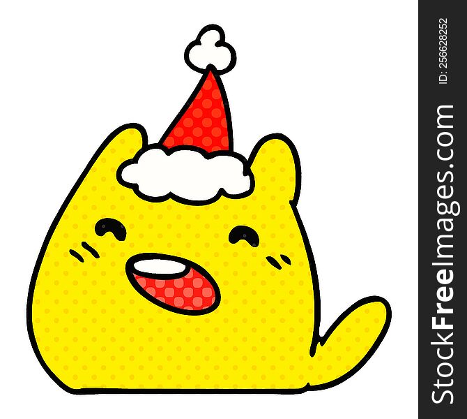 hand drawn christmas cartoon of kawaii cat