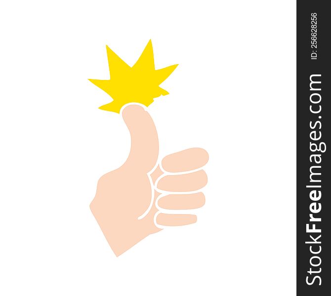 Flat Color Illustration Of A Cartoon Thumbs Up