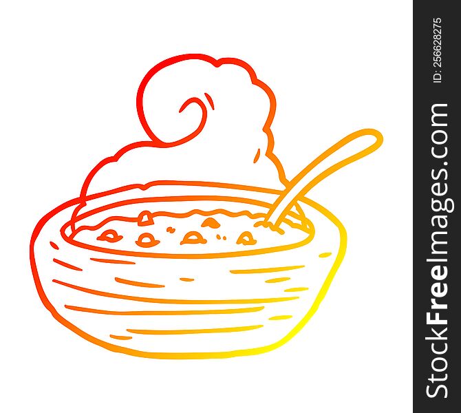 warm gradient line drawing of a hot bowl of broth